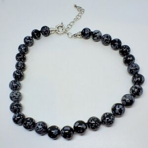 * Whitney Kelly Sterling Silver 925 Snowflake Obsidian Necklace